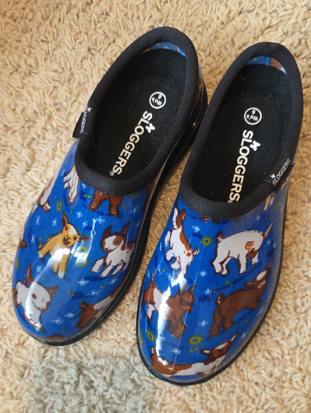 Sloggers Goat Print Waterproof Slip-On Garden Clogs Women's Size 6